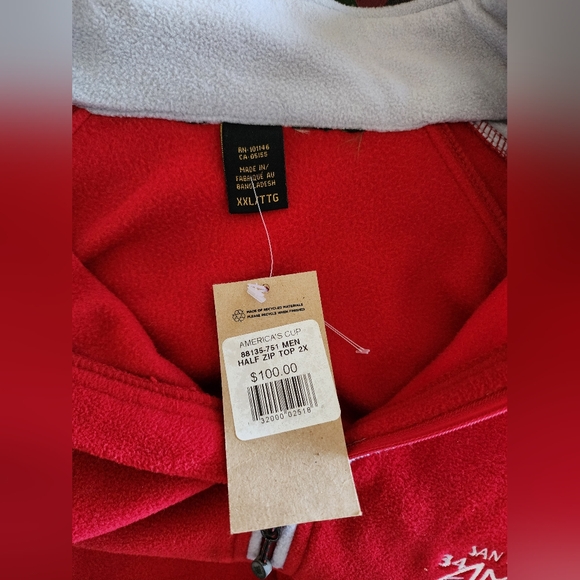 NWT 2013 America's Cup San Francisco Fleece 3/4 Zip Pullover Red/Grey XXL Sail - Picture 5 of 6